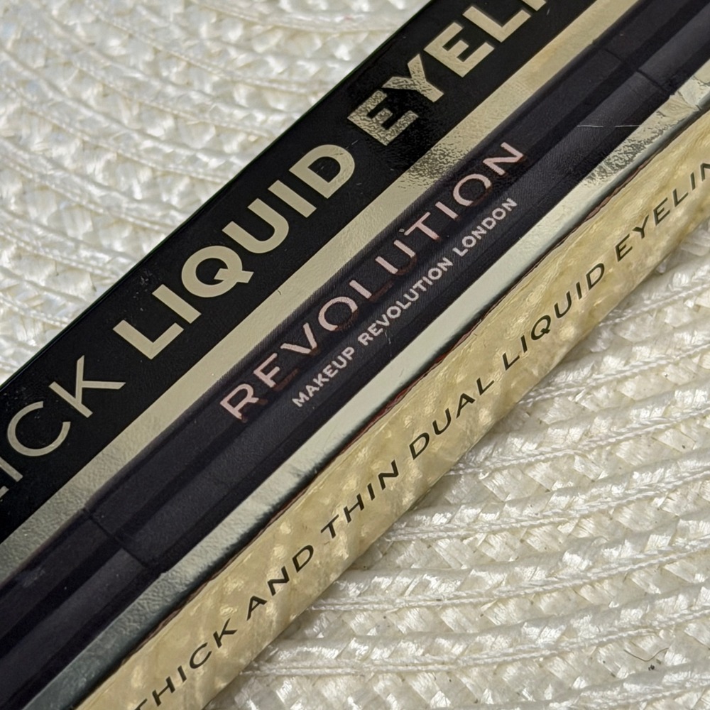 Revolution Beauty Double Flick Liquid Eyeliner Duo Thick Thin Tips Black Vegan